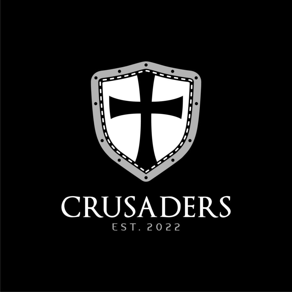 cruzados del escudo templario con diseño de logotipo de cruz cristiana vector