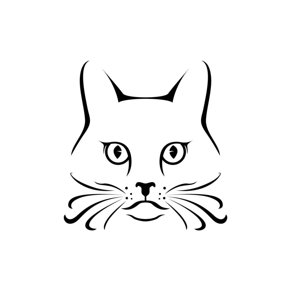 Simple Minimalist Cat Face Illustration Vector Design