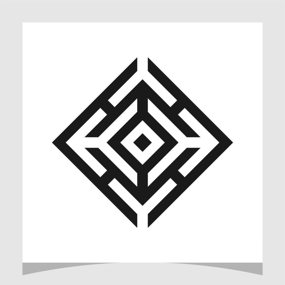 square rhombus Labyrinth Maze Target Board Logo design vector