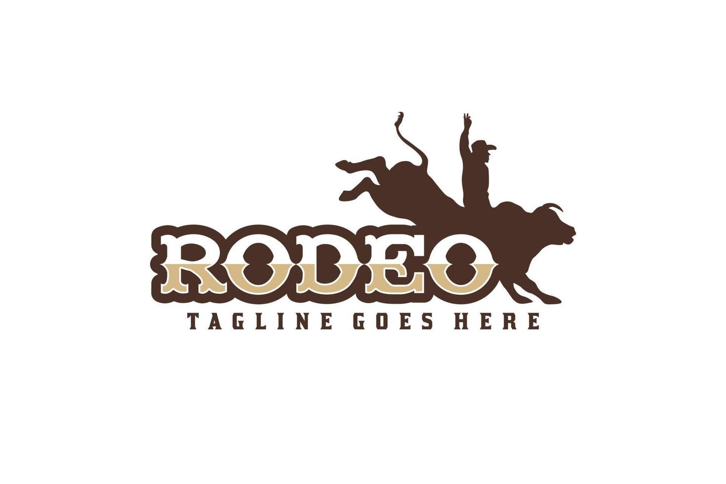 Rodeo Typography With Bull Rider Silhouette For matador Logo Design vector