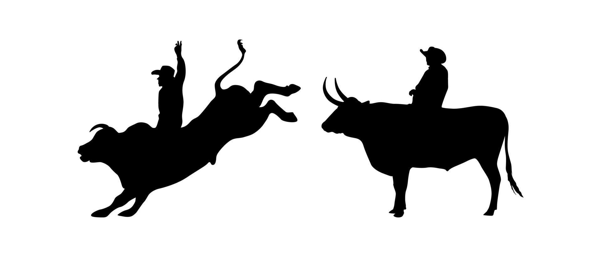 Bull Buffalo Rider Silhouette Vector