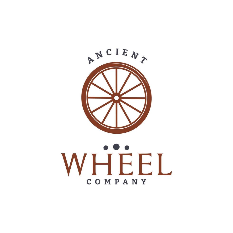Simple Vintage Logo Wooden Cart Caravan Wheel vector