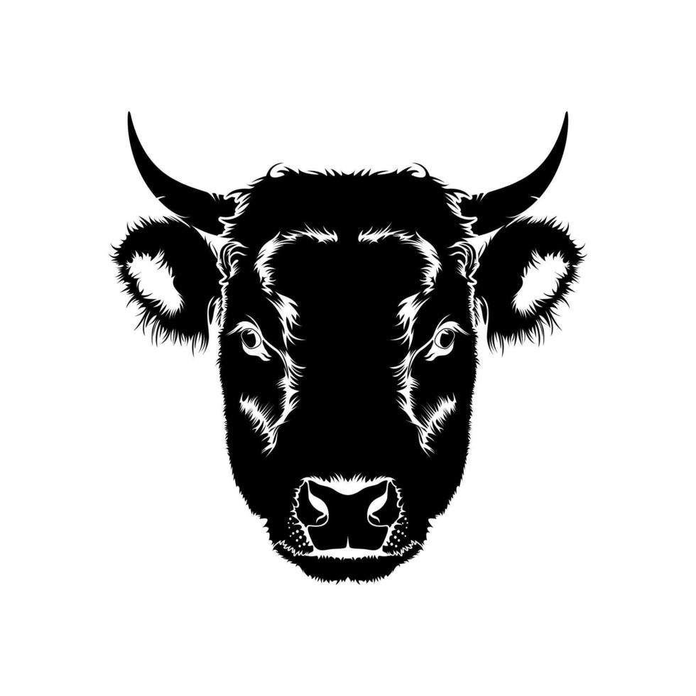 angus buffalo cow head vector, cow head logo design inspiration vector