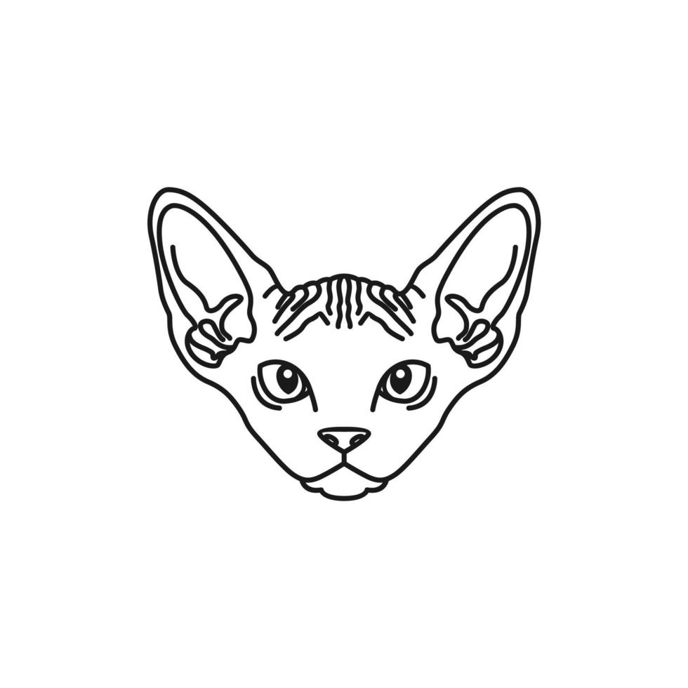 sphynx cat sketch negro blanco ilustración logo vector