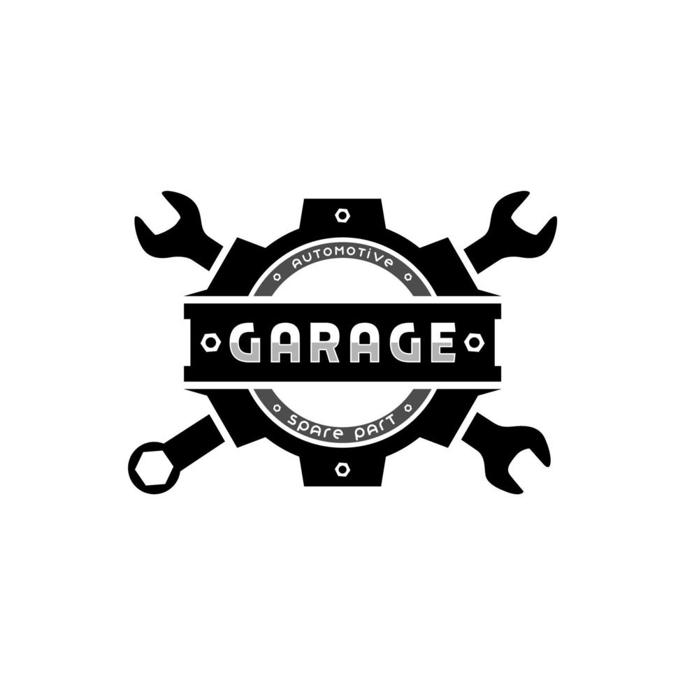 Gear And Wrench For Workshop Garage Logo Design Inspiration vector