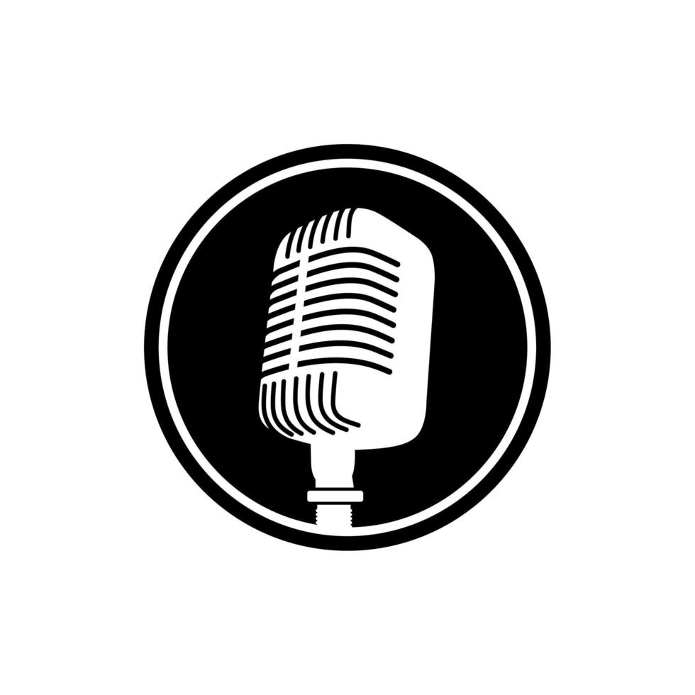 Microphone Mic Icon for Podcast  Broadcast or Sing Competition logo design vector