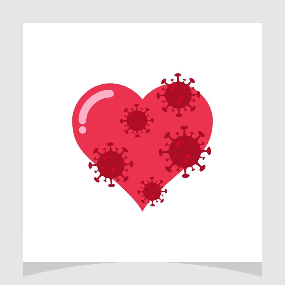 Love Heart And Bacteria or Virus For Dirty Heart Logo Design vector