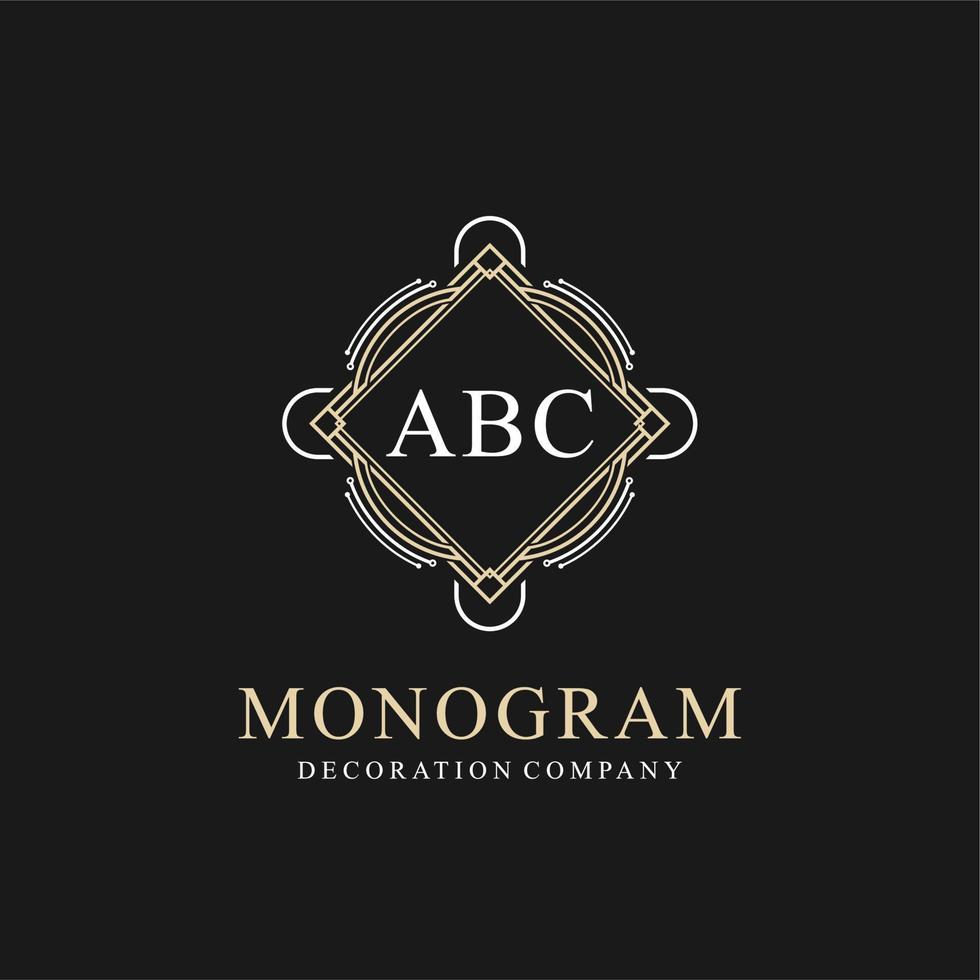 Luxury Initials Monogram Logo design with Vintage Art Decorative style vector