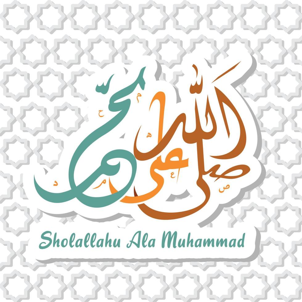 Arabic calligraphy sallallahu ala muhammad calligraphy translation May Allah honor him and grant him peace Vector Design