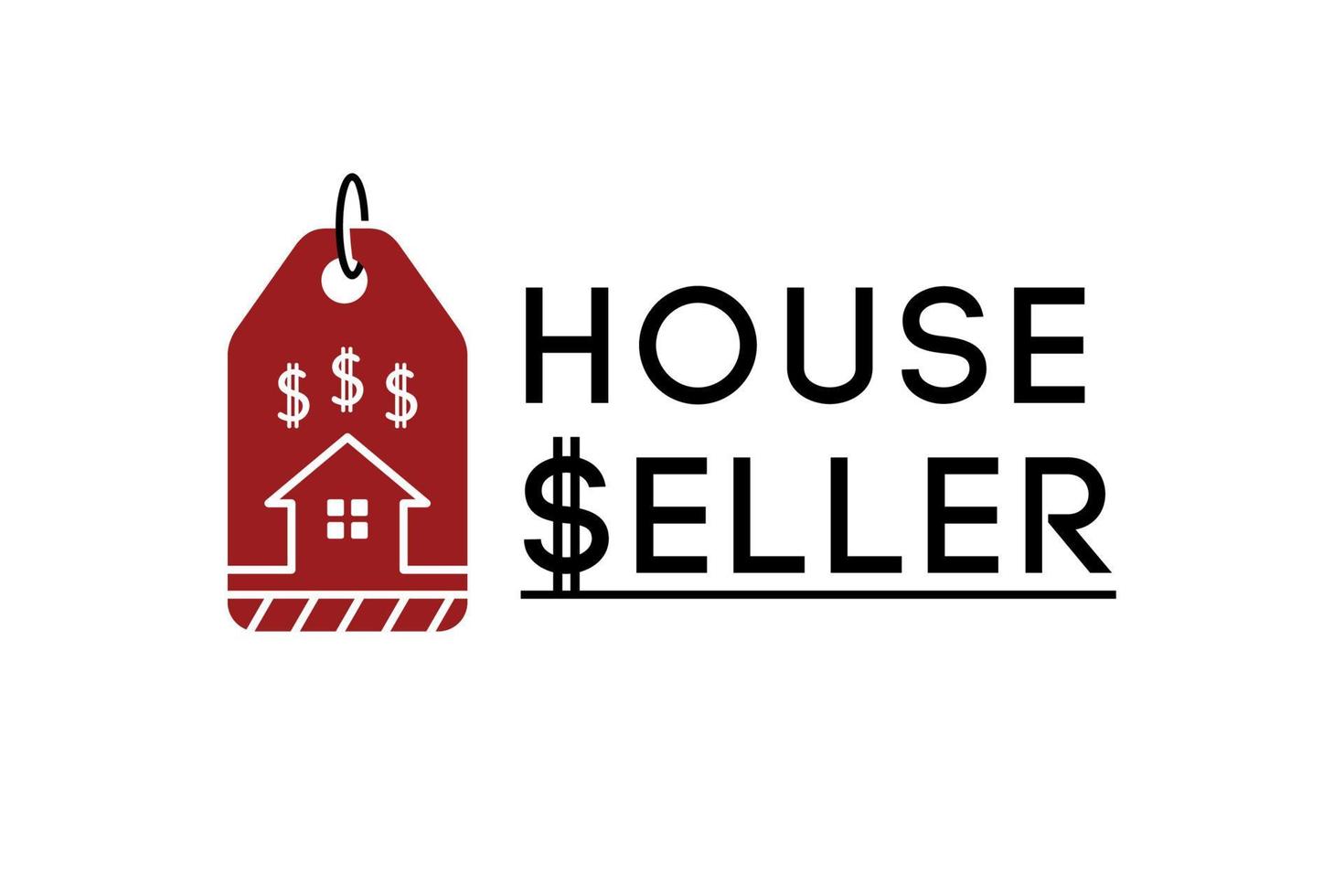 Tag Label Sale Price with House Home and dollar icon for Rent Buy Sell Apartment Real Estate Home logo design vector