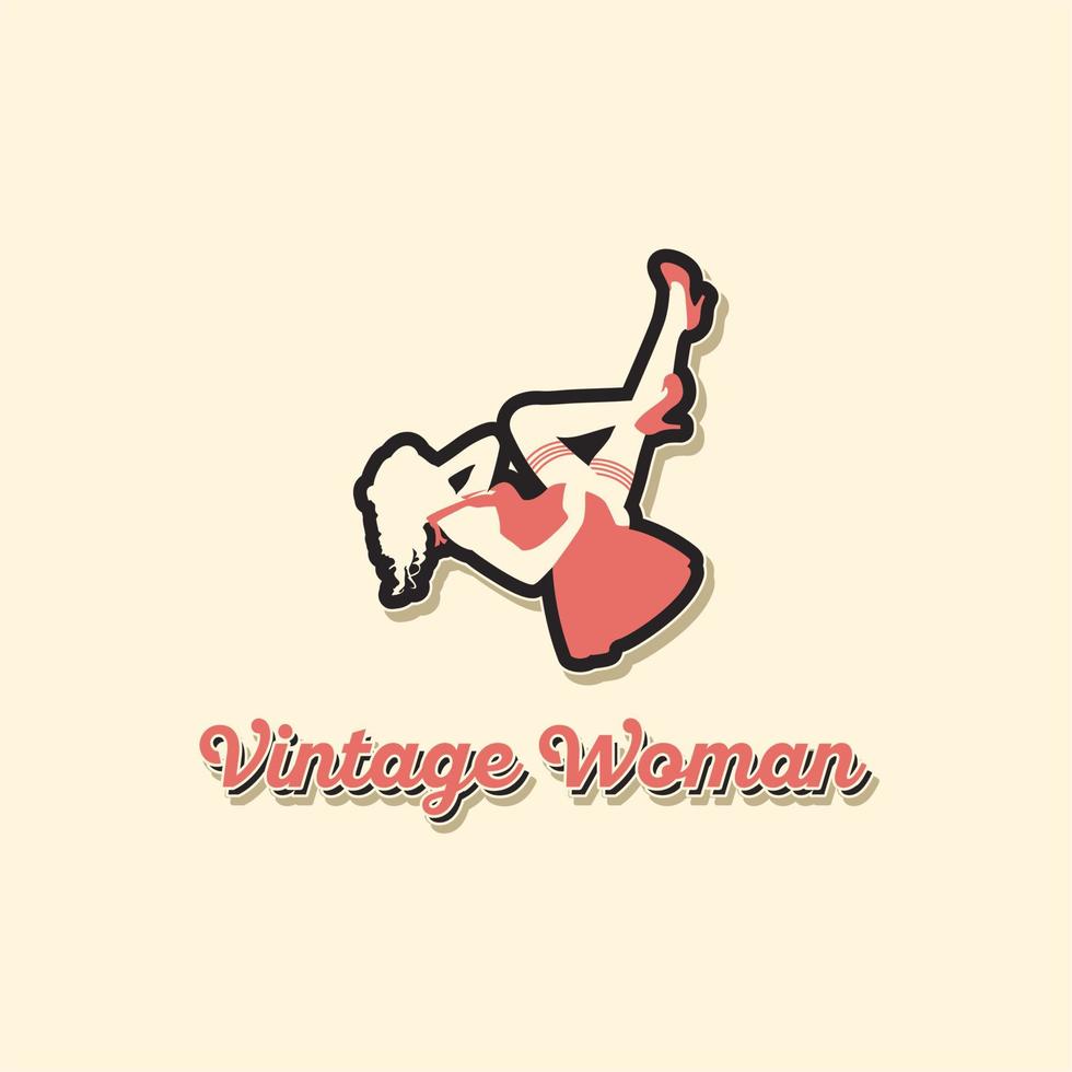 Vintage Pretty Woman Logo Icon Design Inspiration vector