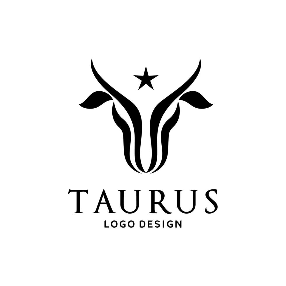 Simple Minimalist Longhorn Buffalo Cow Bull Head  for Taurus logo design vector