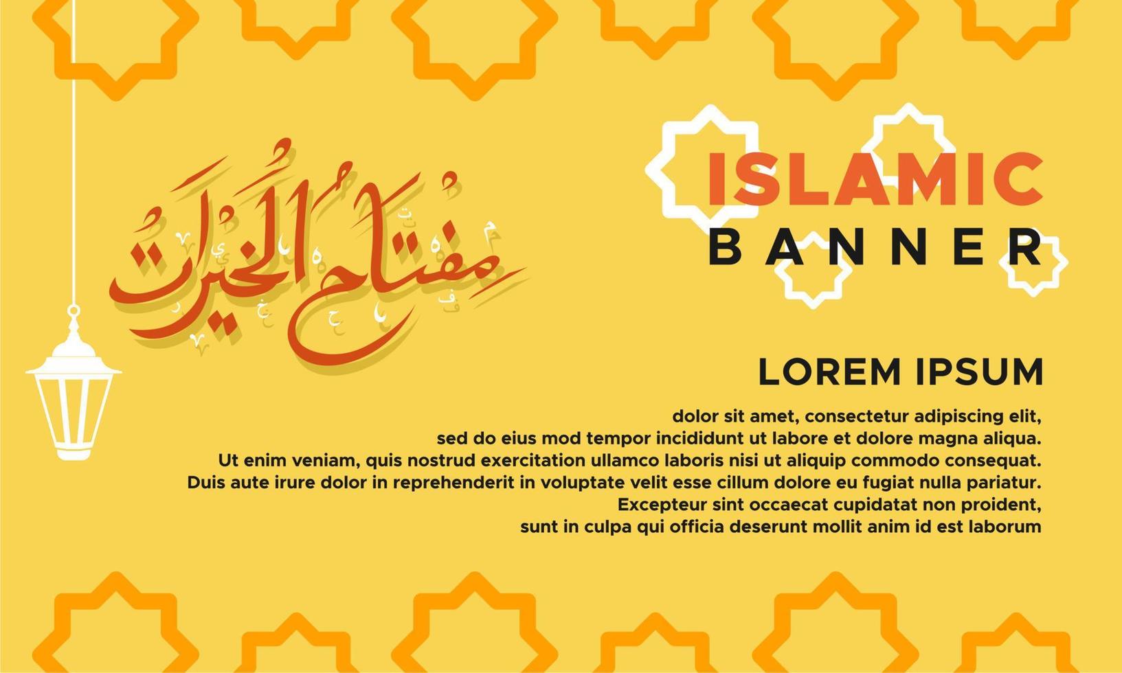 Islamic Banner Template With Calligraphy Miftahul Khairat translation Key to Do Good vector