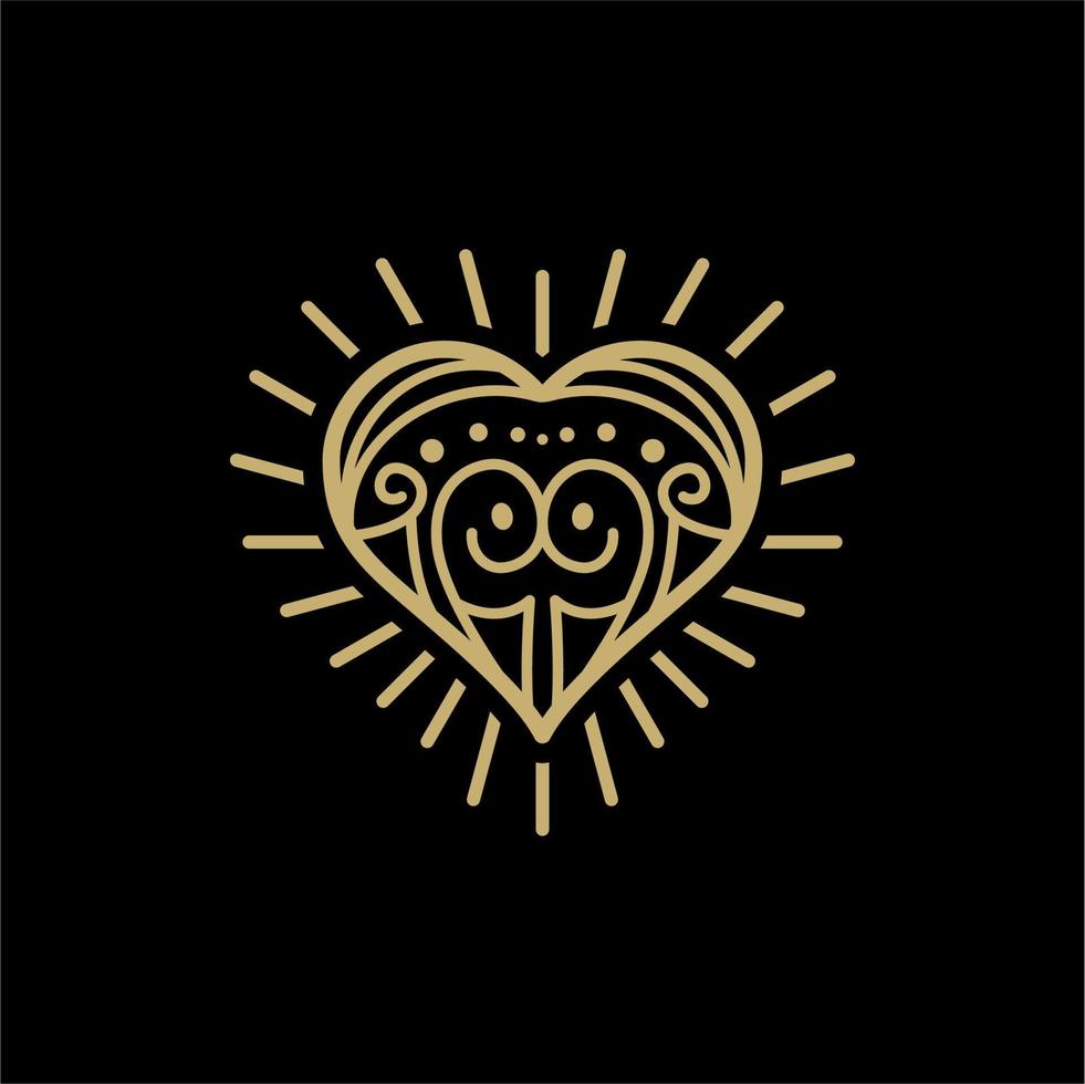 Golden Asian Love Heart Logo Design vector