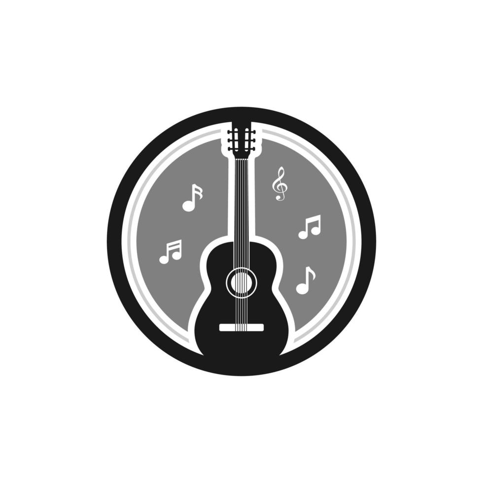 Classical Acoustic Guitar Logo With Tone Icon Design Inspiration vector