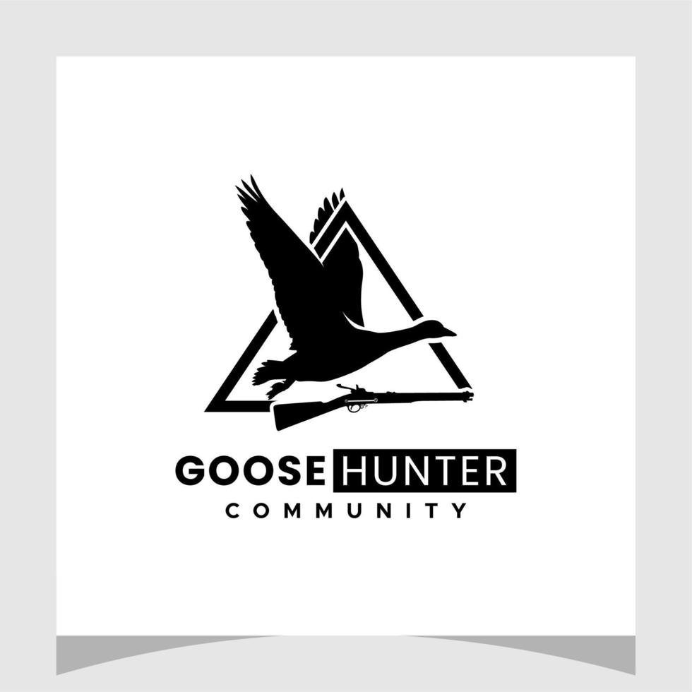 Swan Goose And Gun Silhouette For Hunting Logo Design Inspiration vector