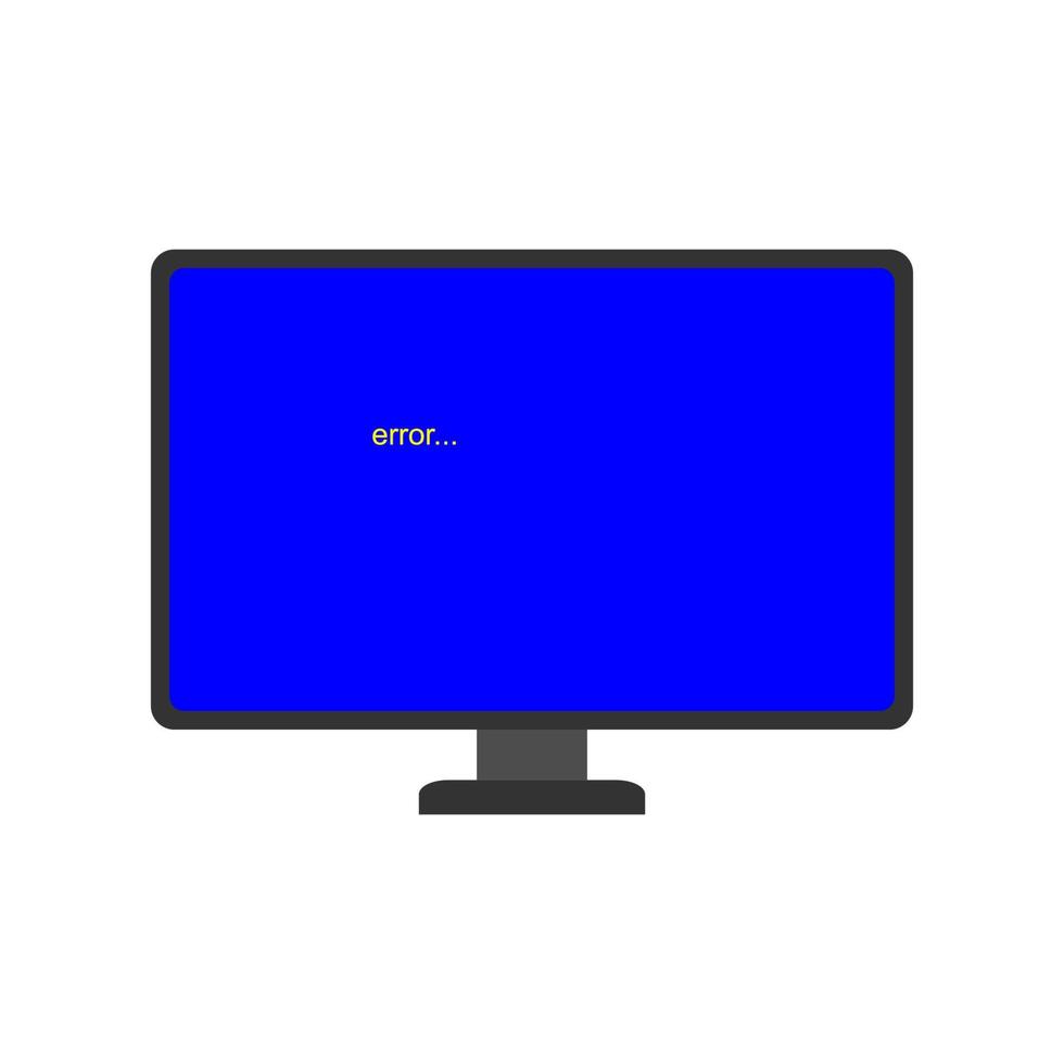 Monitor error display marked with a blue screen vector