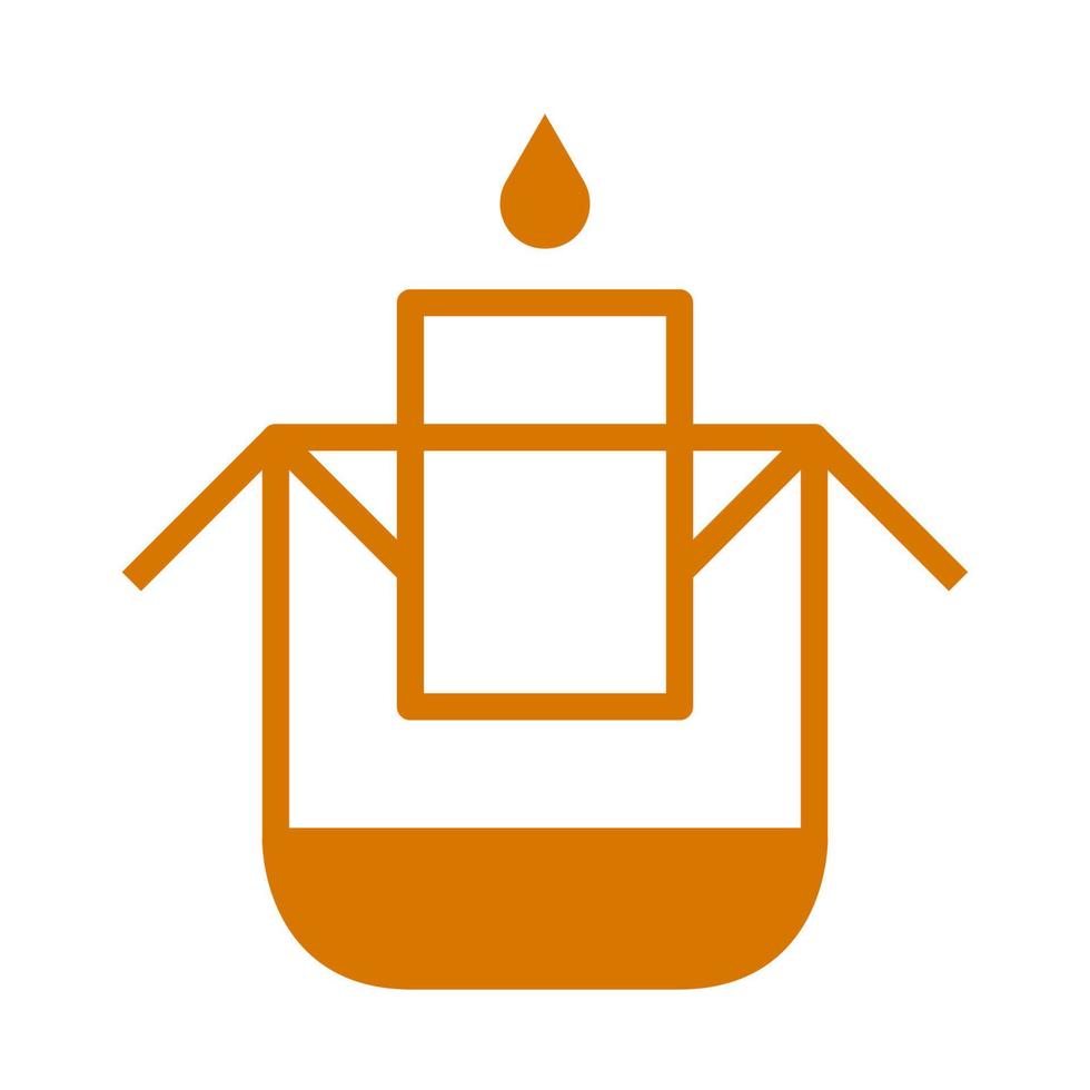 Drip bag coffee on cup with drop of water icon. Pour hot water into the bag. Paper dripping bag on a cup vector