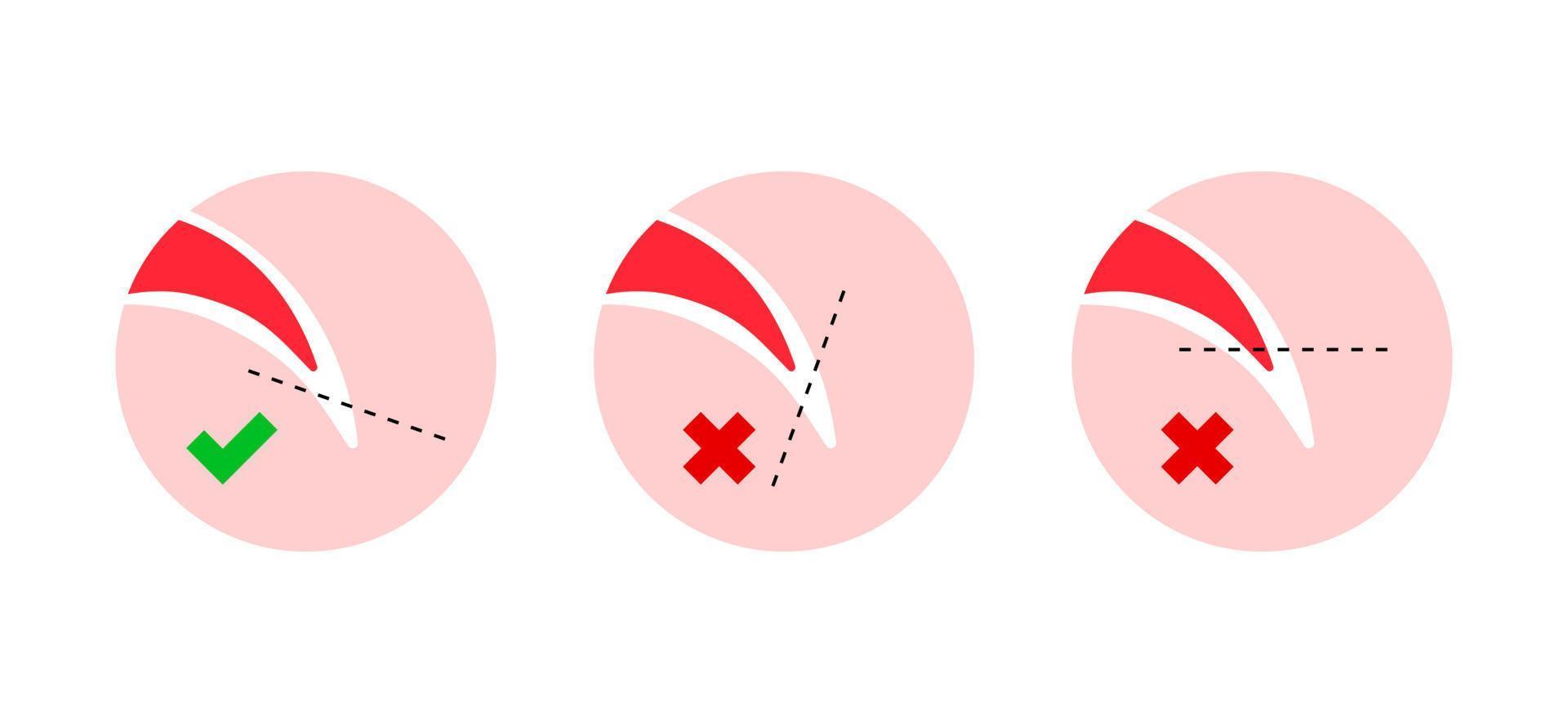 Dog nail trimming guide colorful illustrations set. Pet claws cutting instruction with cut line vector