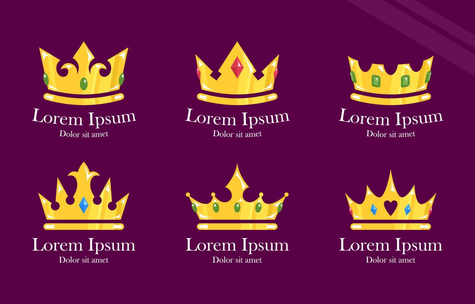 Flat Royal Crown Logo Collection vector
