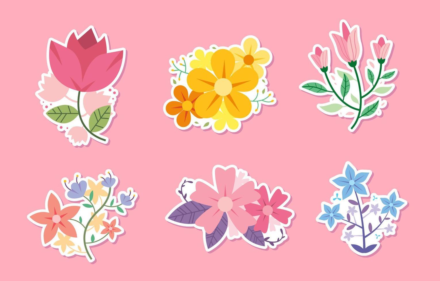 Fall Floral Sticker Collection vector