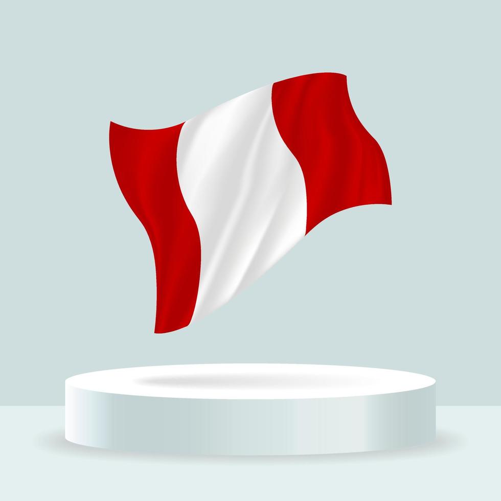 bandera de perú Representación 3d de la bandera que se muestra en el stand. bandera ondeante en colores pastel modernos. dibujo de banderas, sombreado y color en capas separadas, ordenadamente en grupos para facilitar la edición. vector