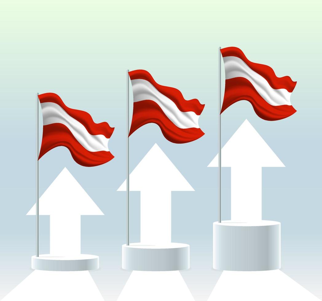 Austria National Flag vector design. Austria flag 3D waving