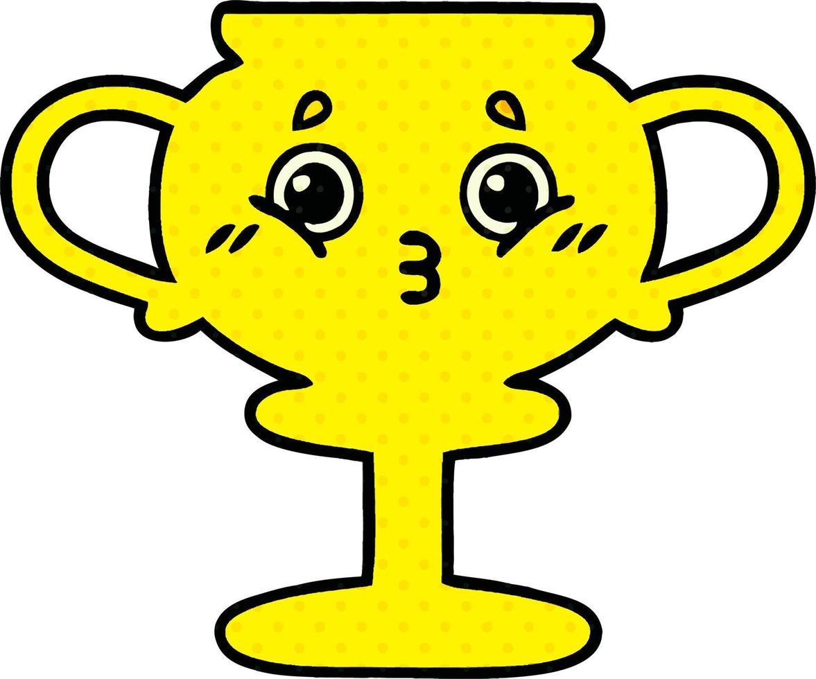 comic book style cartoon trophy vector