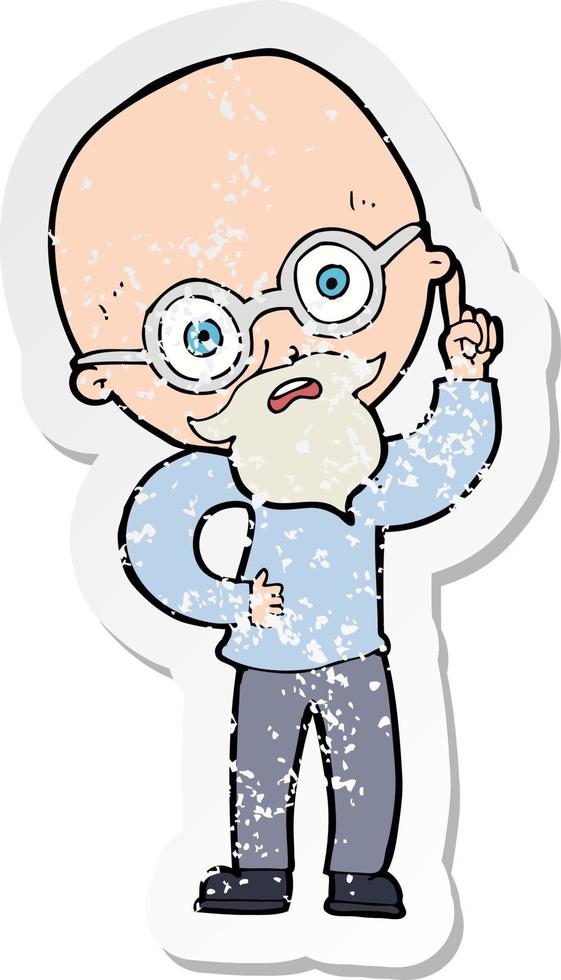retro distressed sticker of a cartoon old man vector
