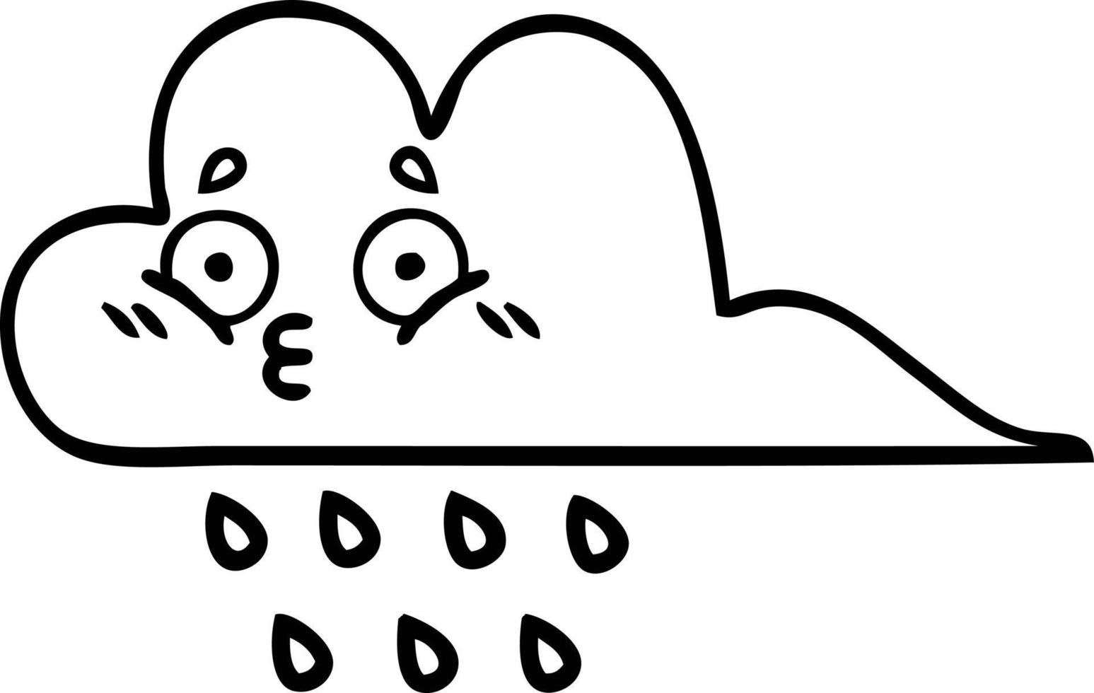 line drawing cartoon rain cloud vector