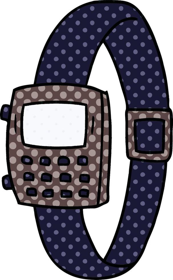 cartoon doodle of a retro watch vector