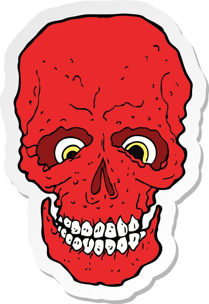 sticker of a cartoon spooky skull vector