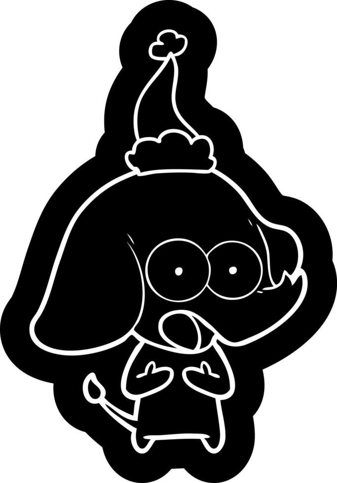 cute cartoon icon of a elephant wearing santa hat vector
