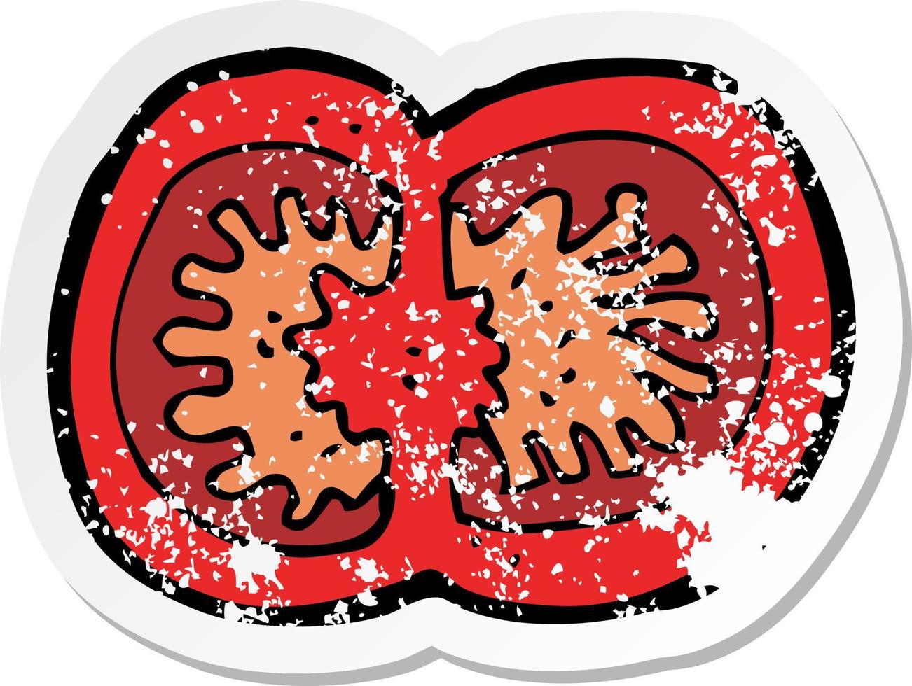 retro distressed sticker of a cartoon sliced tomato vector