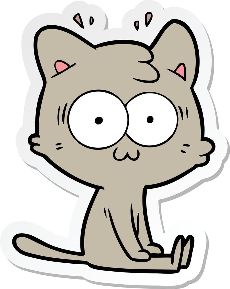 pegatina de un gato sorprendido de dibujos animados vector