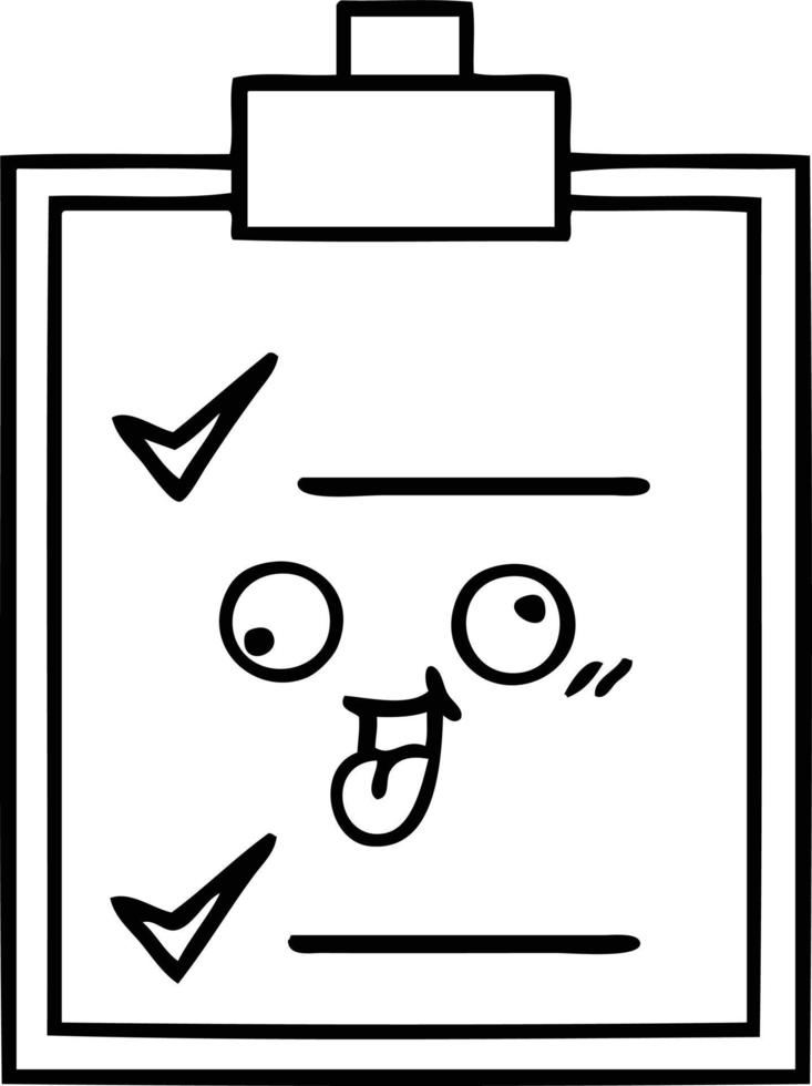 line drawing cartoon check list vector