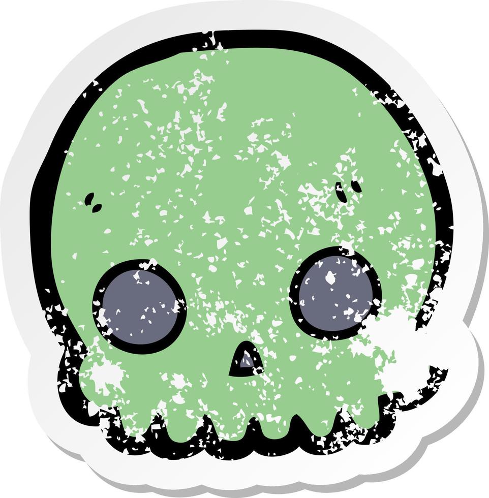 distressed sticker of a cartoon skull vector