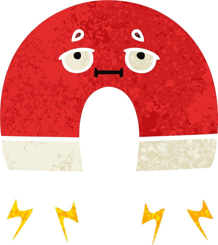 retro illustration style cartoon magnet vector