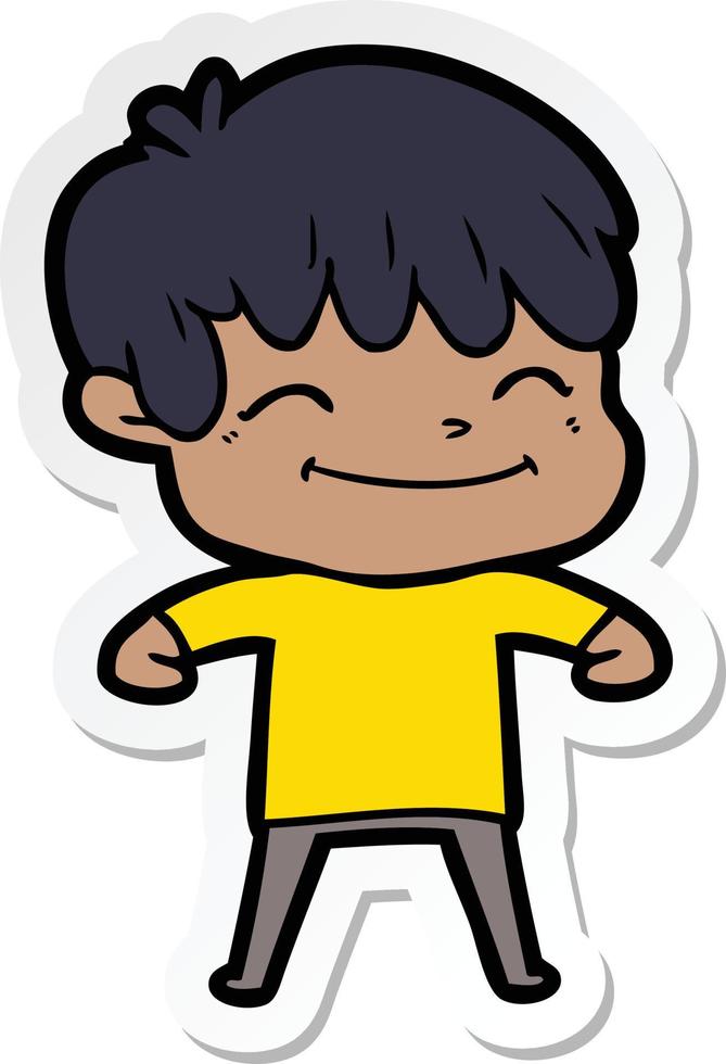 sticker of a cartoon happy boy vector