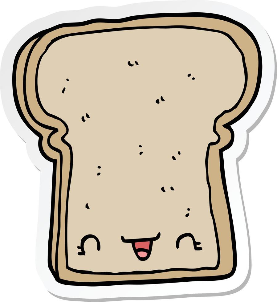 sticker of a cute cartoon slice of bread vector
