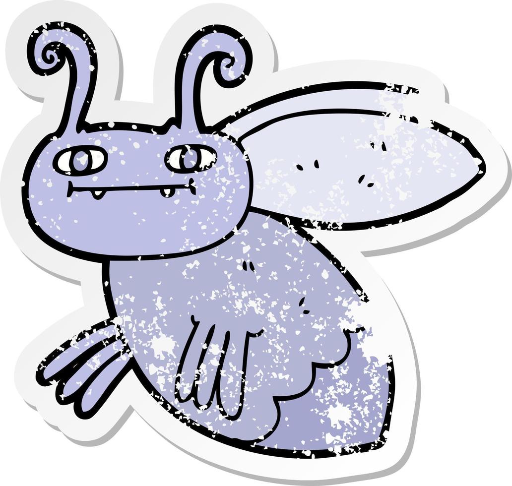 distressed sticker of a cartoon bug vector