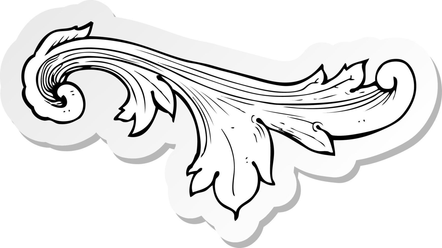 sticker of a traditional hand drawn floral swirl vector