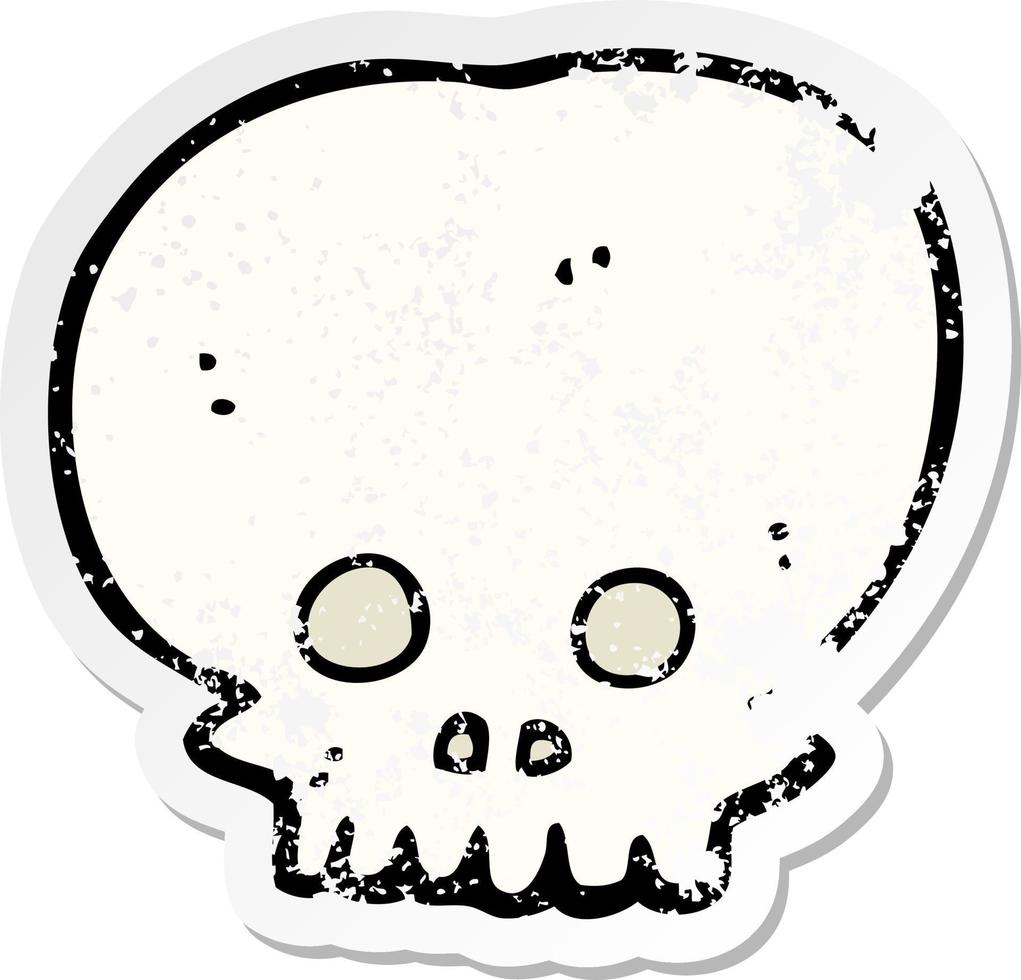 retro distressed sticker of a cartoon spooky skull symbol vector