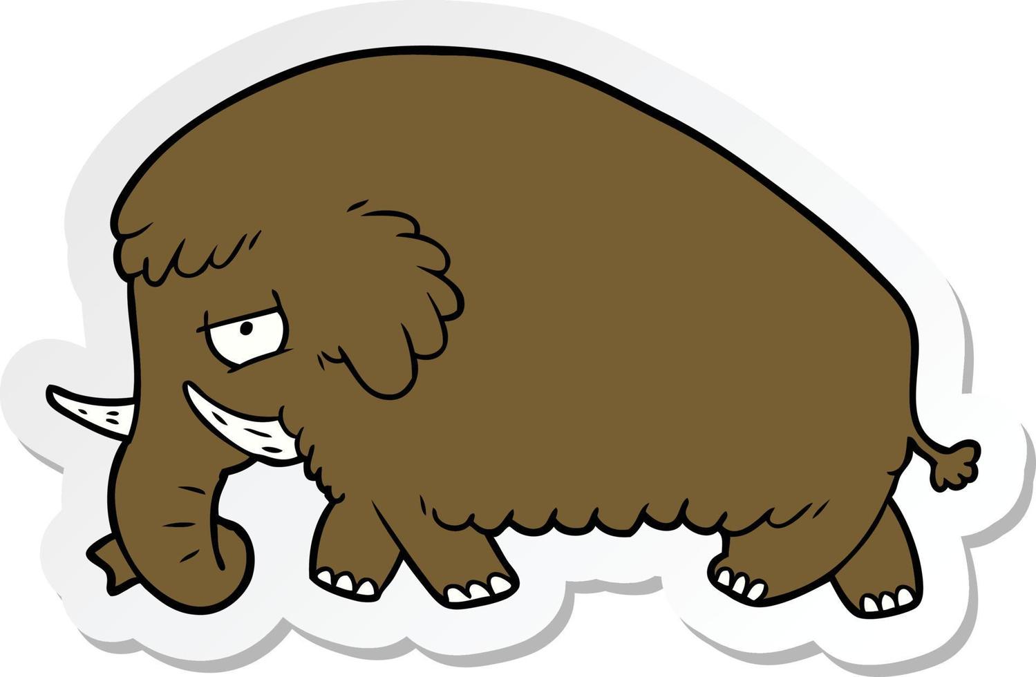 sticker of a cartoon mammoth vector