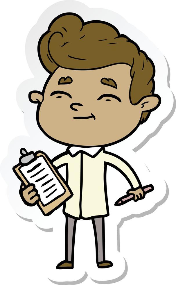 sticker of a happy cartoon man vector