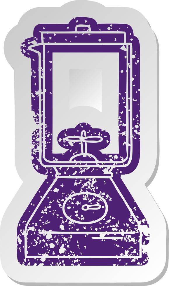 distressed old sticker of a food blender vector