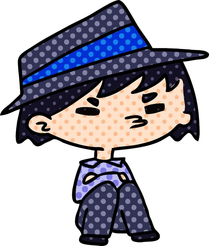 cartoon of a kawaii cute boy vector