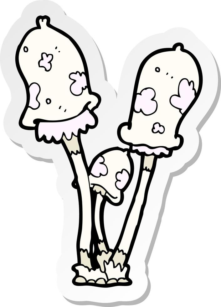 sticker of a cartoon mushroom vector