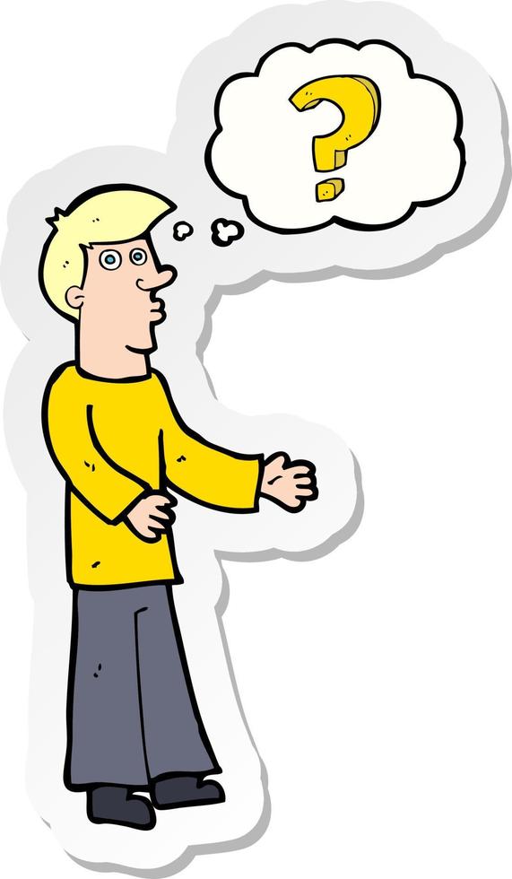 sticker of a cartoon man asking question vector