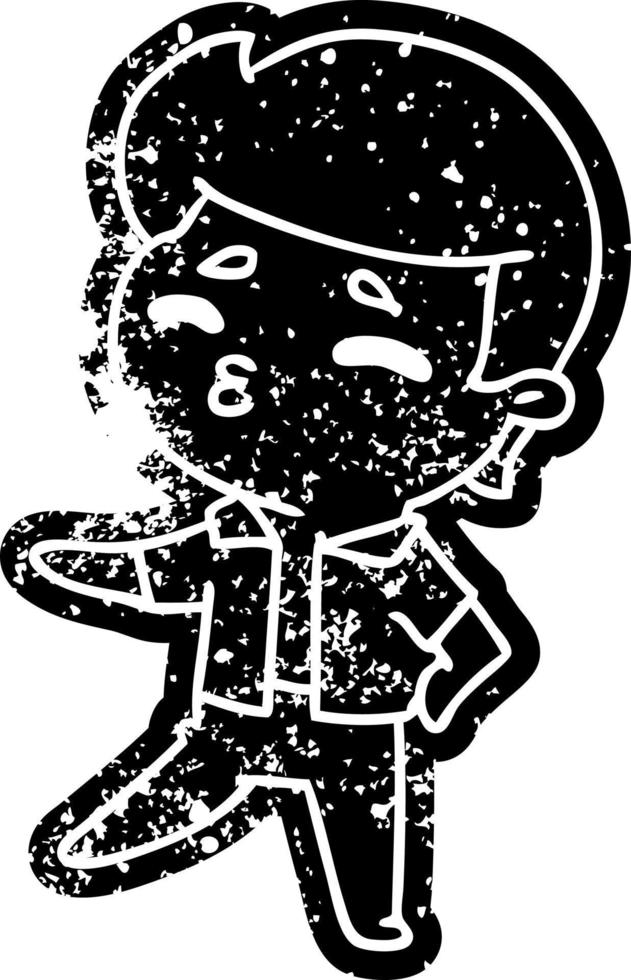 grunge icono kawaii 1950 lindo chico vector